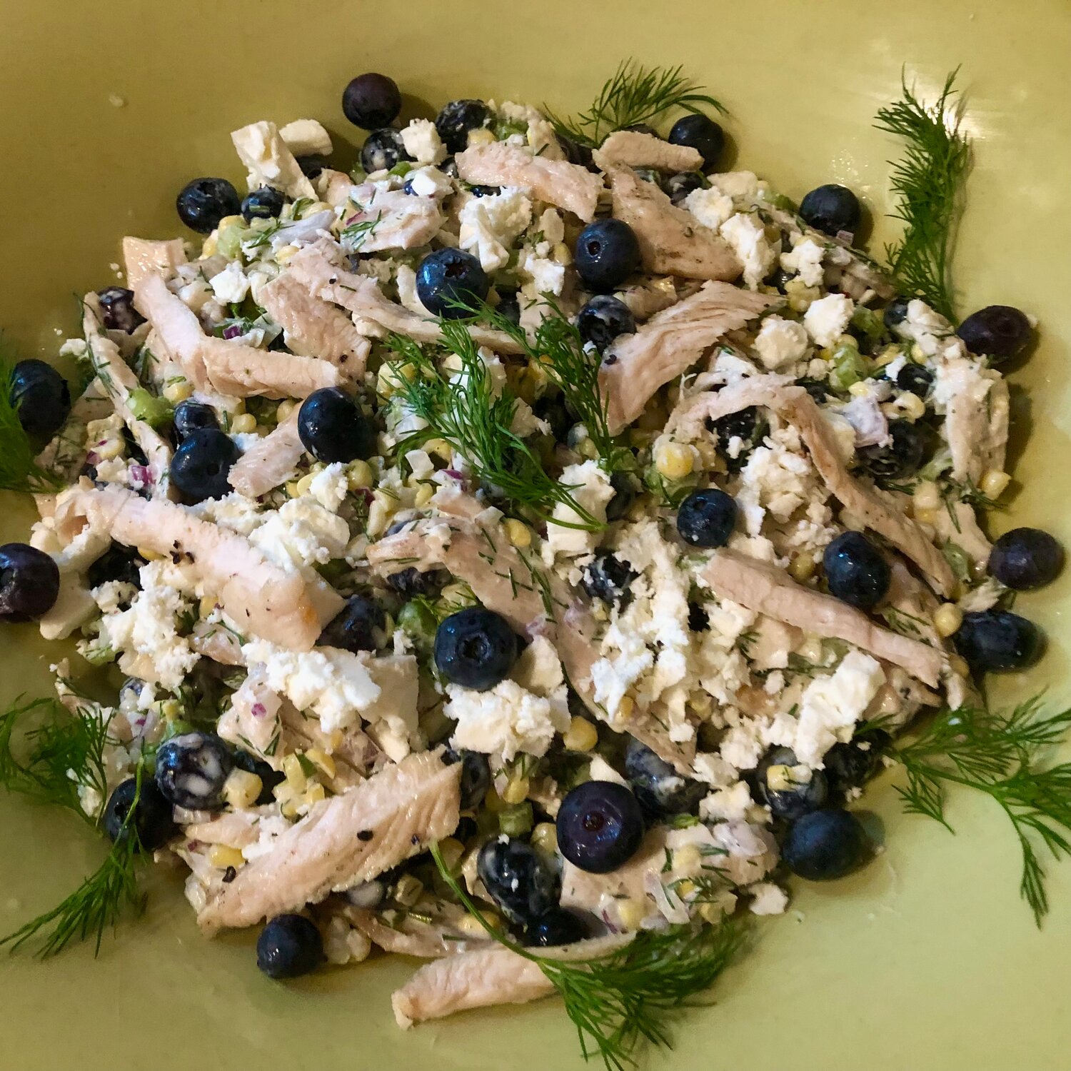 This Grilled Chicken with Feta, Fresh Corn and Blueberries was created by the Food Network’s “Pioneer Woman” Ree Drummond.