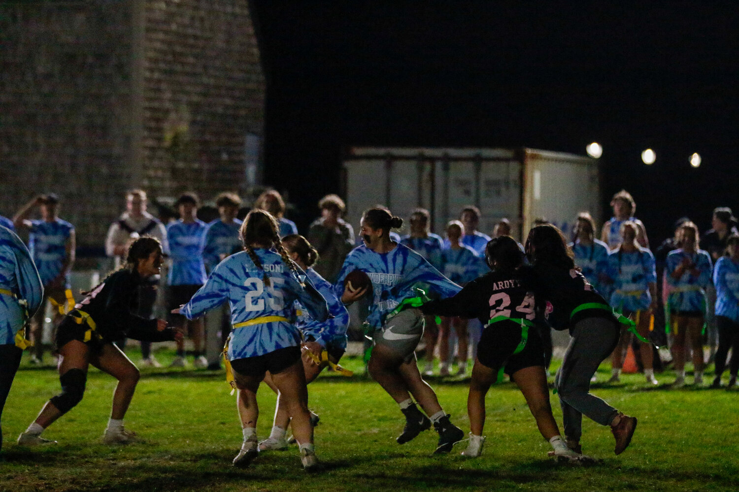 The seniors beat the juniors in Thursday's Powder Puff flag football game, marking the beginning of Homecoming Weekend.