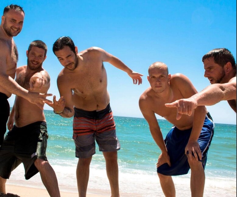 Wes Francis, second from right, at the beach with friends.