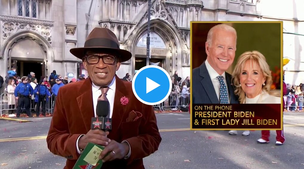 The Bidens called in to Al Roker at the Macy's Thanksgiving Day parade Thursday morning.