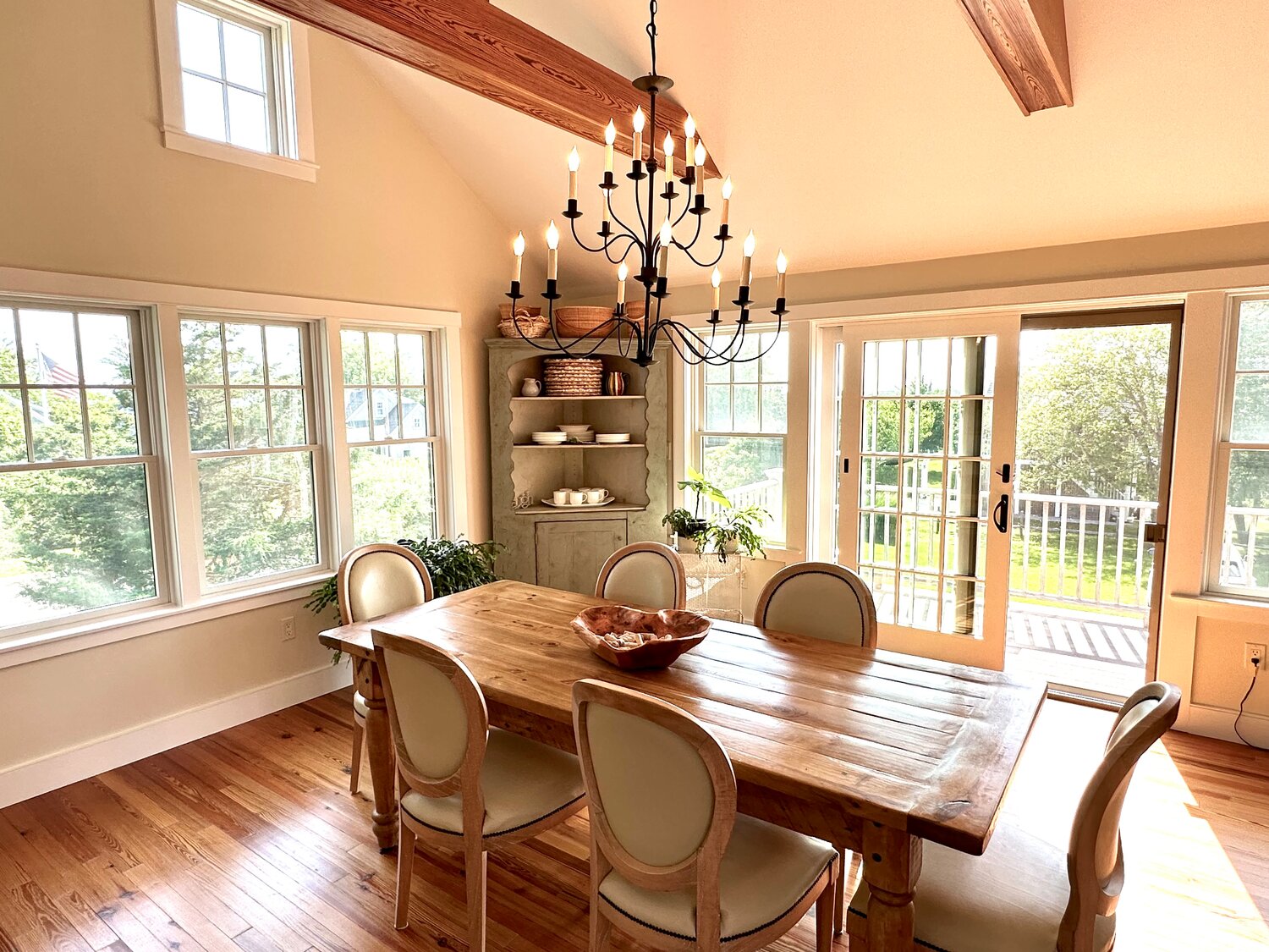The dining room is filled with natural light.