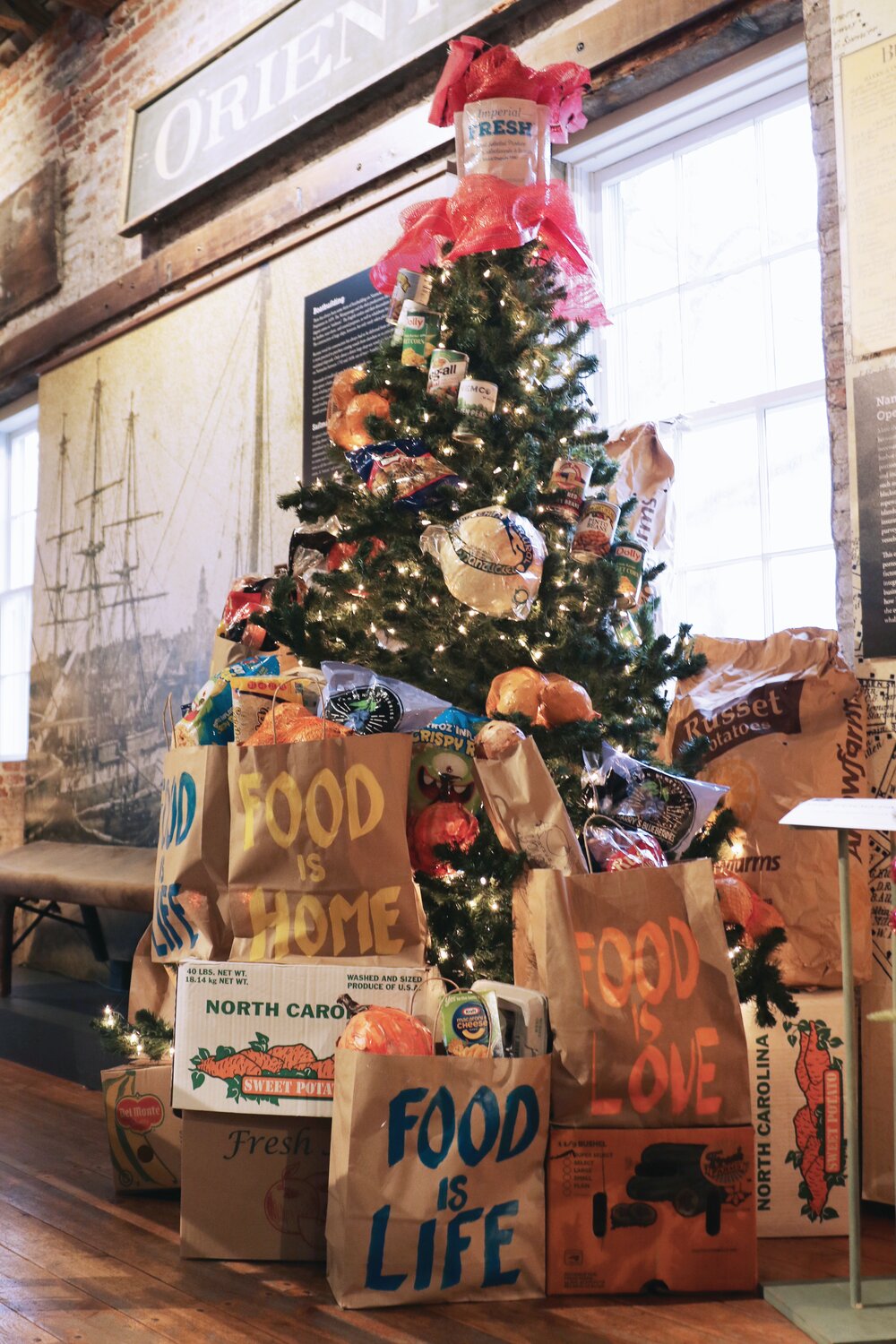 Tree decorated by the Nantucket Food Pantry.