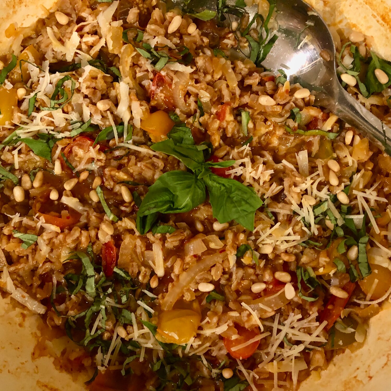 Deb Perelman’s One-pan Farro with Tomatoes is both colorful and tasty.