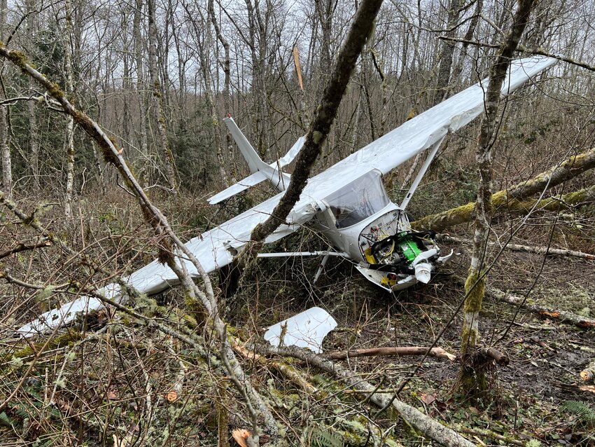 The front of the Cessna 150 sustained damage during the crash.