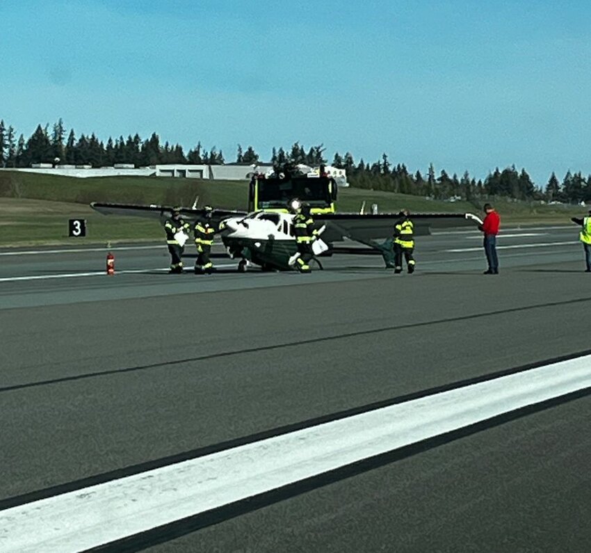 The airplane is removed from the runway.