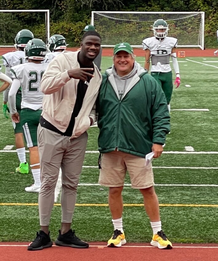 John Gradwohl met up with Ali Gaye at a game against Mountlake Terrace last year. Gaye is on the Houston Texans practice squad and graduated from Edmonds-Woodway High School in 2017. He will attend a celebration for Gradwohl on April 13.