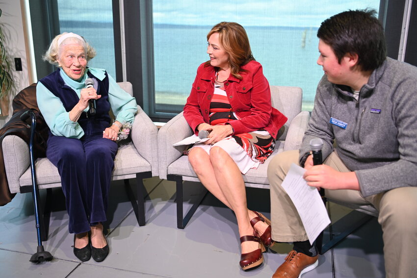 From left to right: Joannie Schendel, Diana White, and Brook Roberts at the Edmonds Waterfront Center. (Photo courtesy Edmonds Waterfront Center)