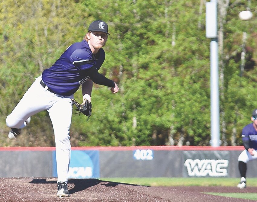 Kamiak’s Atticus Manning pitches to Bothell May 2 at Bannerwood Park in Bellevue.