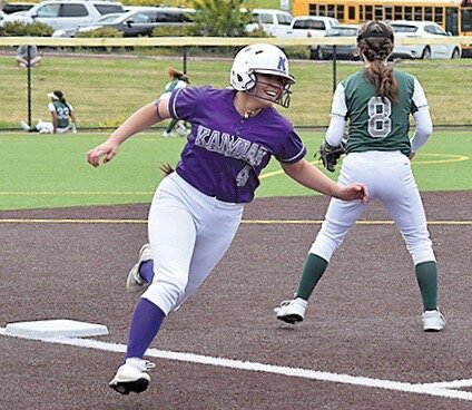 Kamiak’s Ally Boulger races around third base against Skyline during a 4A District 1/2 tournament game Monday at Phil Johnson Fields in Everett.
