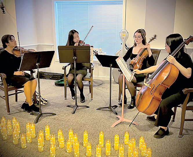 The LASH Quartet features Amy Lin (violin), Elizabeth Josiah (violin) Hailey Nappen (viola), and Lenna Nguyen (cello). (Photo courtesy Edmonds Landing)