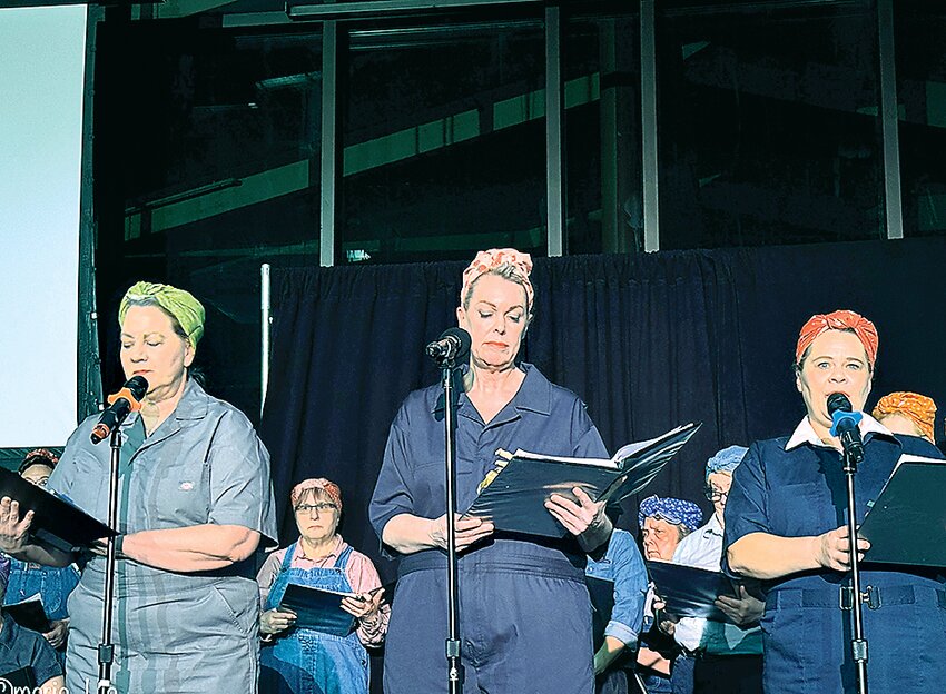 From left: Lydia Miner, Ann Wunderlin, Spring Kuberka are the narrators in “We Can Do It!” (Photo courtesy Maria Lamarca Anderson)