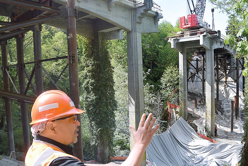 The middle of the old Edgewater Bridge has been removed.