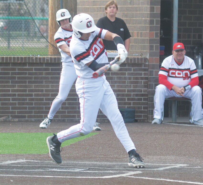 CHS freshman Ayden Krier hitting a ball.