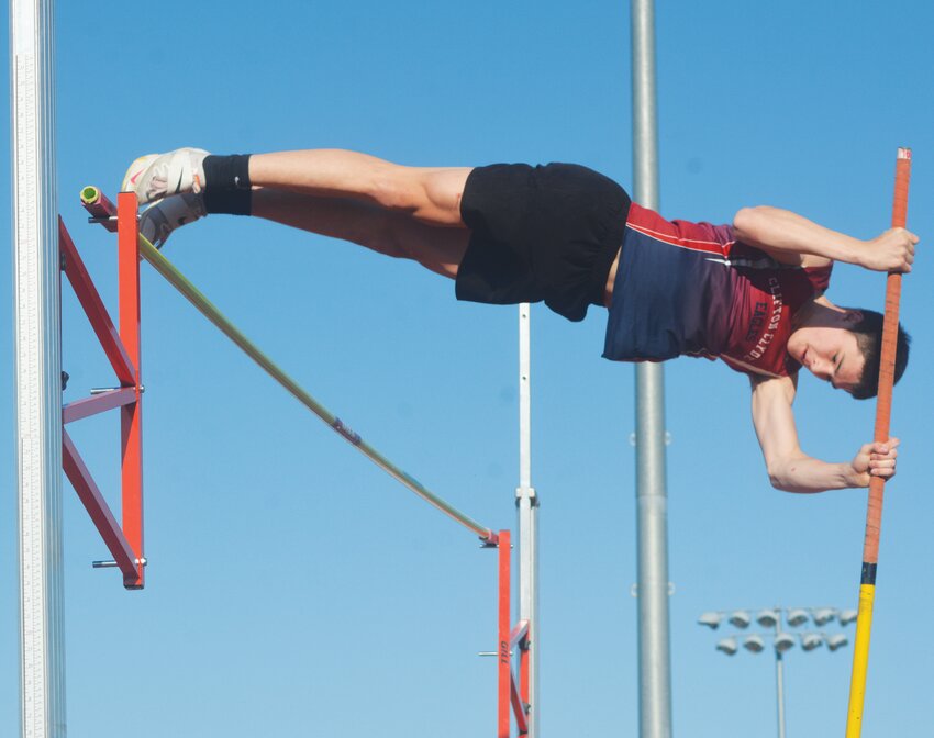 Clifton-Clyde's Brady Pruser competing in the pole vault.
