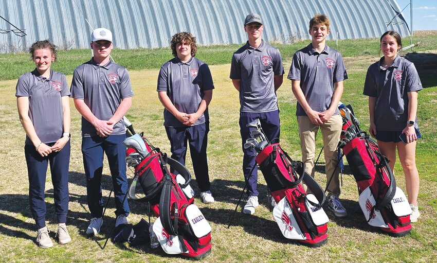 Sevy Wurtz, Oliver Nobert, Ethan Roeder, Jack Skocny, Parker Knoettgen, and Rylie Wunderle at the St. John’s meet @ Glasco.