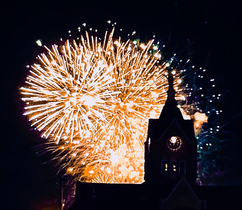 O say, did you see?&nbsp;Fireworks light up the night sky, painting a dramatic background behind the Polk County Courthouse on Sunday, July 4, during Bolivar&rsquo;s Celebration of Freedom on the Southwest Baptist University campus.&nbsp;