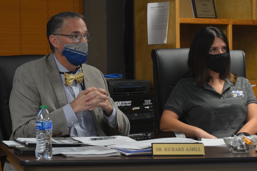 Superintendent Richard Asbill recommends to the board to move to a mask recommended option.