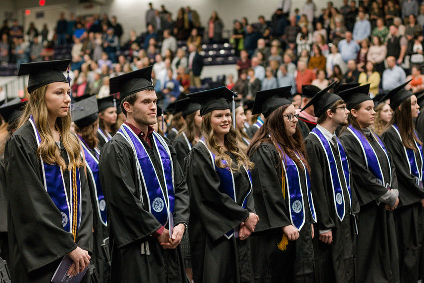 Members of the SBU class of 2019 prepare to receive their degrees.