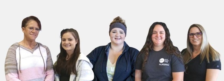 Fall 2021 BTC CMH Institutional Scholarship recipients are, from left, Melissa Hopkins of Bolivar, Erika Handley of Hermitage, LaCrista Todd of Bolivar, Brianna Becker of Bolivar and Chelsea Peterman of Weaubleau.