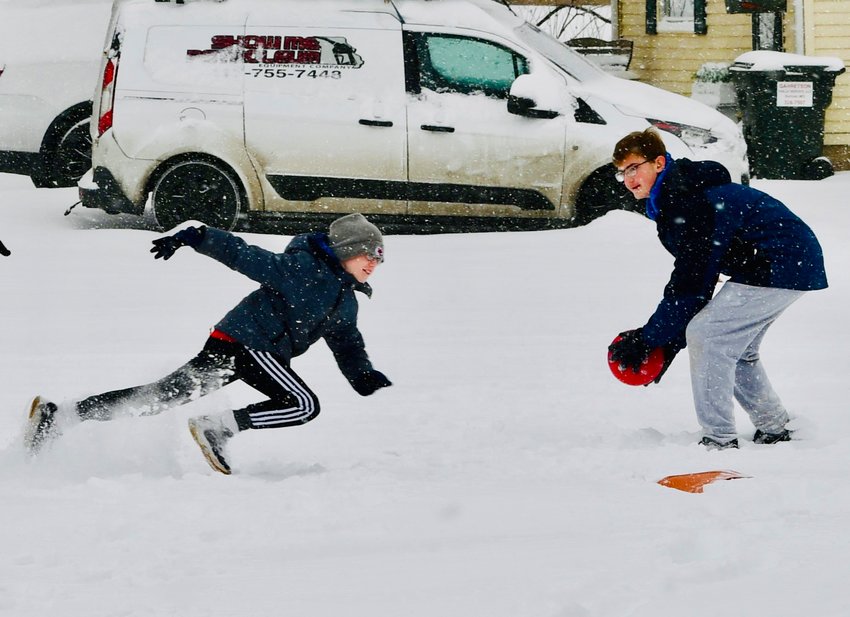 Hudson Ryan, left, and Carter Ryan &ldquo;have a ball&rdquo; playing in the snow Thursday, Feb. 3, at Bolivar&rsquo;s Open Hearts Methodist Church after a winter storm blanketed the area in white, turning familiar scenes into a winter wonderland. Share your photos of the snow on the BH-FP&rsquo;s Facebook page and watch for more pictures in the Wednesday, Feb. 9, issue.