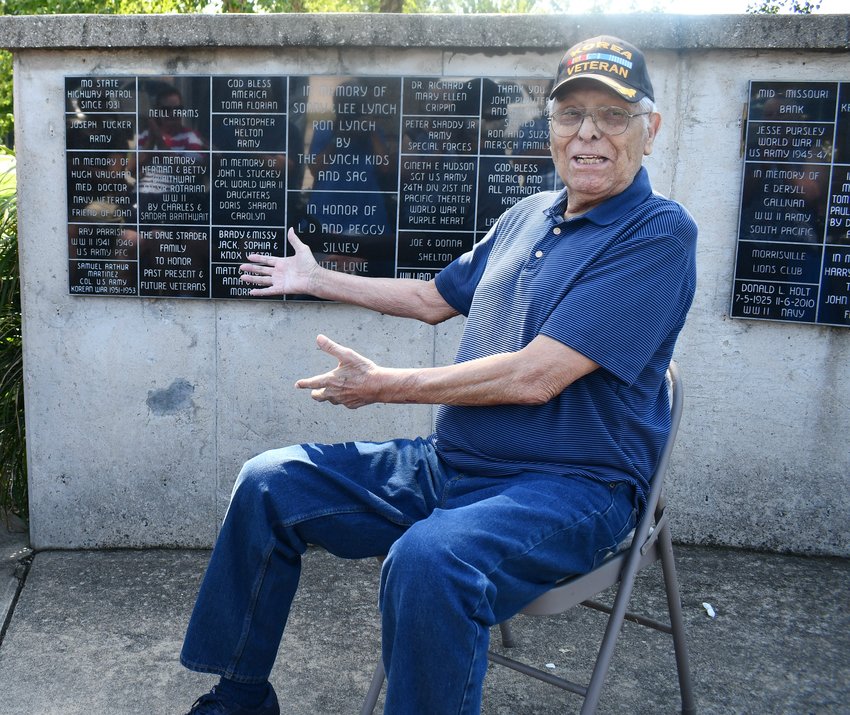 Colonel Samuel Aruther Martinez proud of his service and this honor of being on the Playter Park memorial wall.