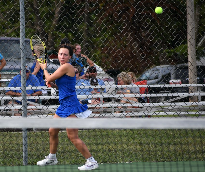 Abby Welch is all business during a match against Waynesville in Bolivar, Thursday, Sept. 1.  .