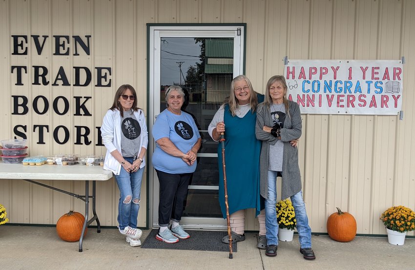 Even Trade Book Exchange volunteers (left to right): Tammy Uptegrove, Brenda Collins, Linda Burdette, and Janet Pierson