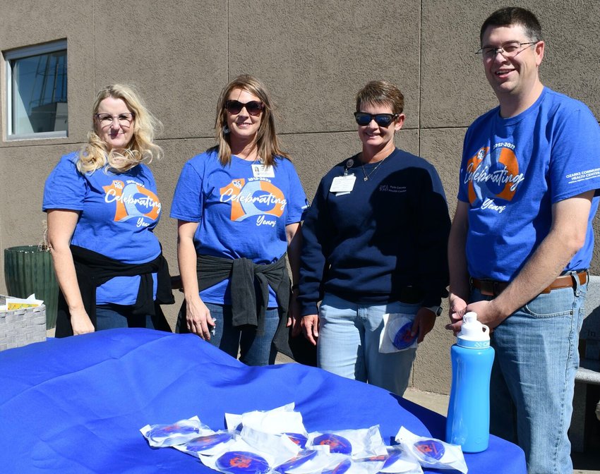 Corina Fountain, Kris LeAn,&nbsp; Polk County Health Center Director Michelle Morris, and OCHC Director Scott Crouch, participated at last week&rsquo;s celebration at the OCHC Miles for Smiles Dental Clinic in Bolivar.   &nbsp;   Linda Simmons/Bolivar Herald-Free Press   &nbsp;