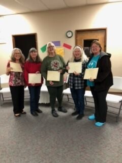 Exercise awards recipients, from left to right, include Donna Loven, Anna Williams, Deb Vastine, Linda Smith and Claudia Gaylord.