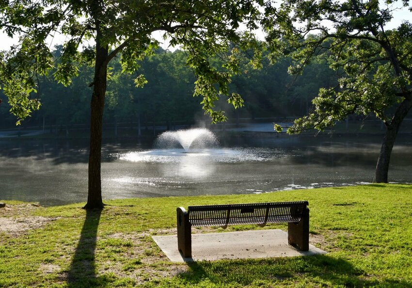 Early morning steam coming off the fountain at Dunnegan Memorial Park, a beautiful place to start the day.&nbsp;   STAFF PHOTO/LINDA SIMMONS