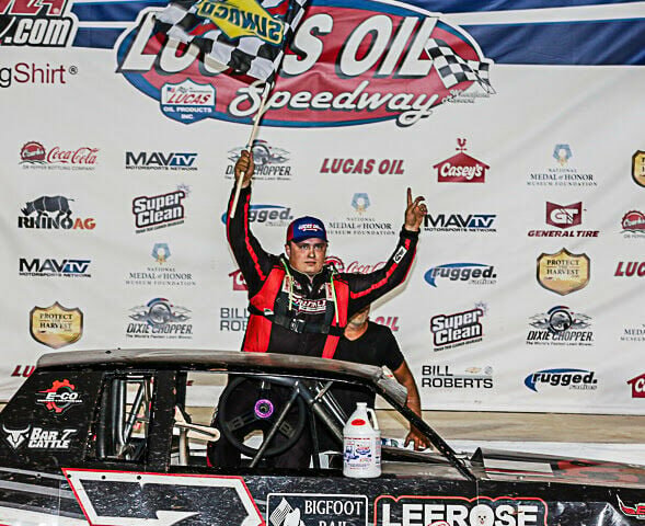 William Garner of Lebanon picked up his first Lucas Oil Speedway win of the season, capturing the O'Reilly Auto Parts USRA Stock Cars feature on Saturday night in wire-to-wire fashion.