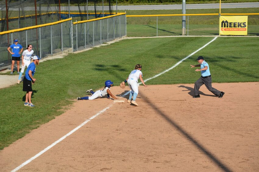 Coming in as a courtesy runner LaShyla Moore stole 2 bases.   STAFF PHOTO/CAMERON HOLCOMB