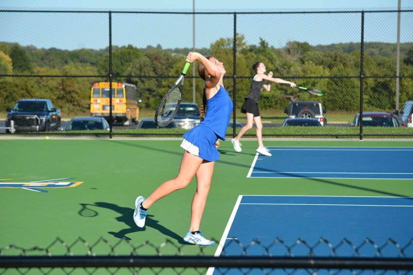Stella Scowden serves up wins all over the place.   STAFF PHOTO/CAMERON HOLCOMB