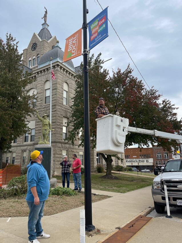 A combined effort between Chris Warwick, Dusty Ross, Justin Ballard and Susan Sparks along with wonderful weather on Sunday, Nov. 5, made the chore of preparing the square for the upcoming holidays a pleasant experience.   CONTRIBUTED PHOTO/JUDY ROSS