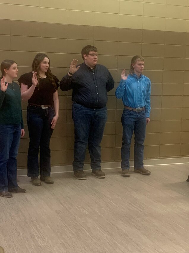 4-H officers installed were Jackson Schuber, Curtis Dickerson, Ellie Samek and Hannah Tomlinson.   CONTRIBUTED PHOTO