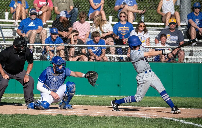 Bolivar catcher Remmer Carr makes the right call.   STAFF PHOTOS/BOB CAMPBELL