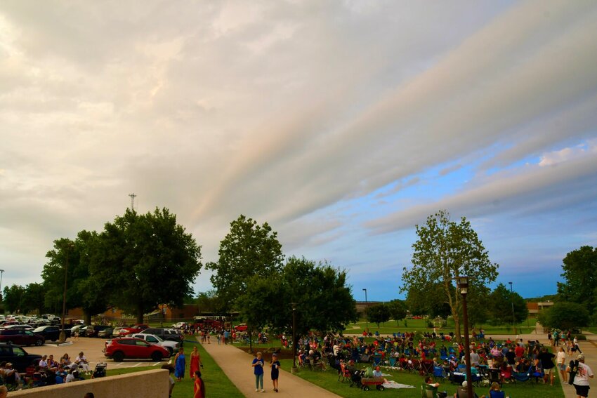 The evening started off with nothing but blue skies, but clouds started to roll in before dusk, but managed to hold off storming until after the Celebration of Freedom event was able to proceed as planned.   STAFF PHOTO/LINDA SIMMONS