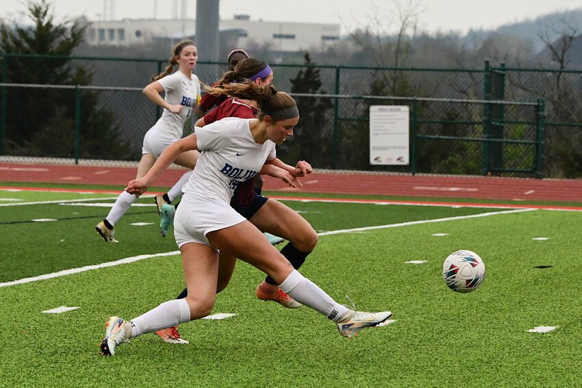 Sophia Garber takes a shot on goal in Bolivar&rsquo;s game one win over Joplin.   STAFF PHOTOS/ANNIE THOMAS