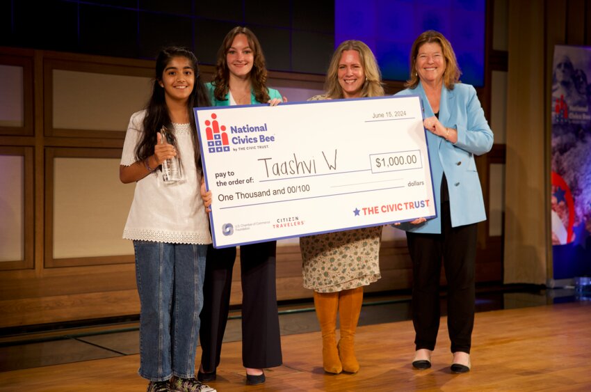 Taashavi Wadhwa won the Texas State Finals of the Civics Bee in June 2024. One local finalist will have the opportunity to compete at the state level this year.