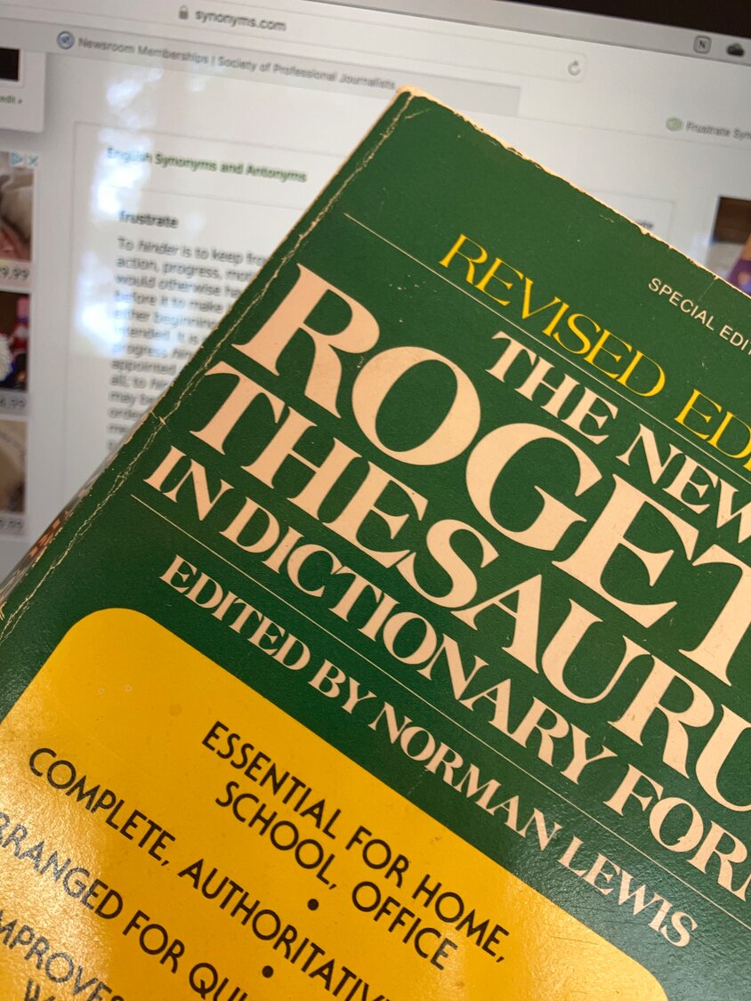 Roget's Thesaurus is a handy book to have on hand when the right word isn't easy to come by. As Mark Twain said, 'The difference between the almost right word and the right word is really a large matter. 'tis the difference between the lightning bug and the lightning.' This particular 1980 version of Roget's came from one of Farmers Branch's beloved Little Libraries.