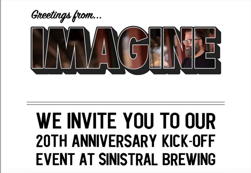 Invitation to Imagine 20th Anniversary kick-off at Sintral Brewing.