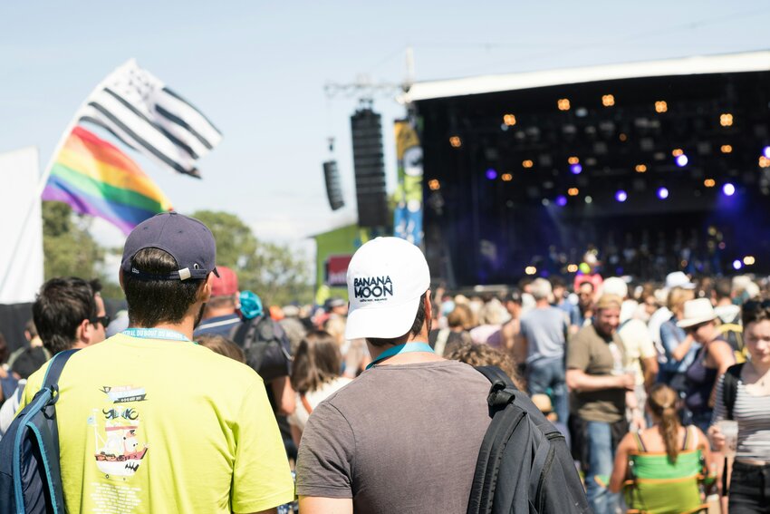 Young people watch a music festival that celebrates diversity.