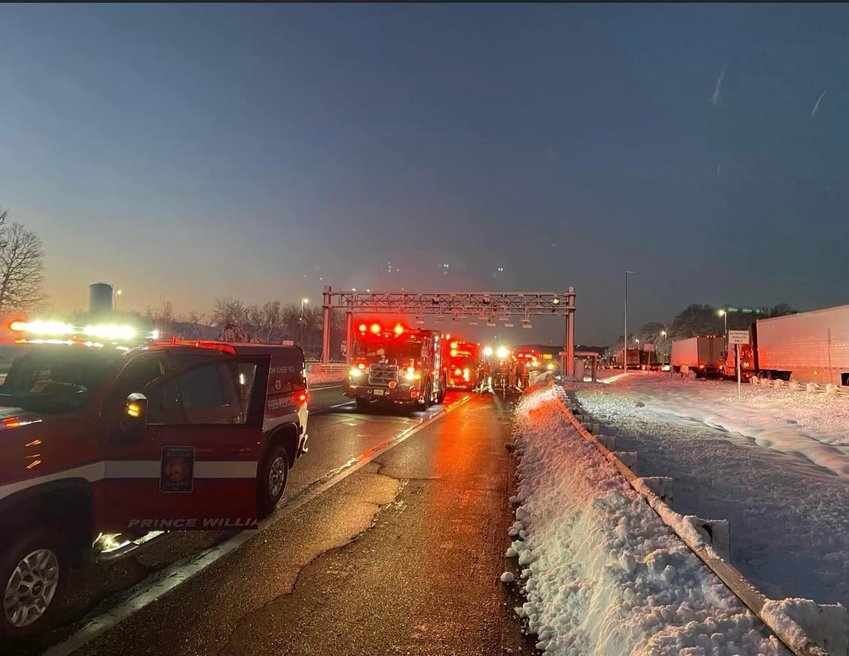 Prince William Fire Fighters & EMTs support efforts to keep people comfortable and in good health during the I-95 shutdown of January 2022. 