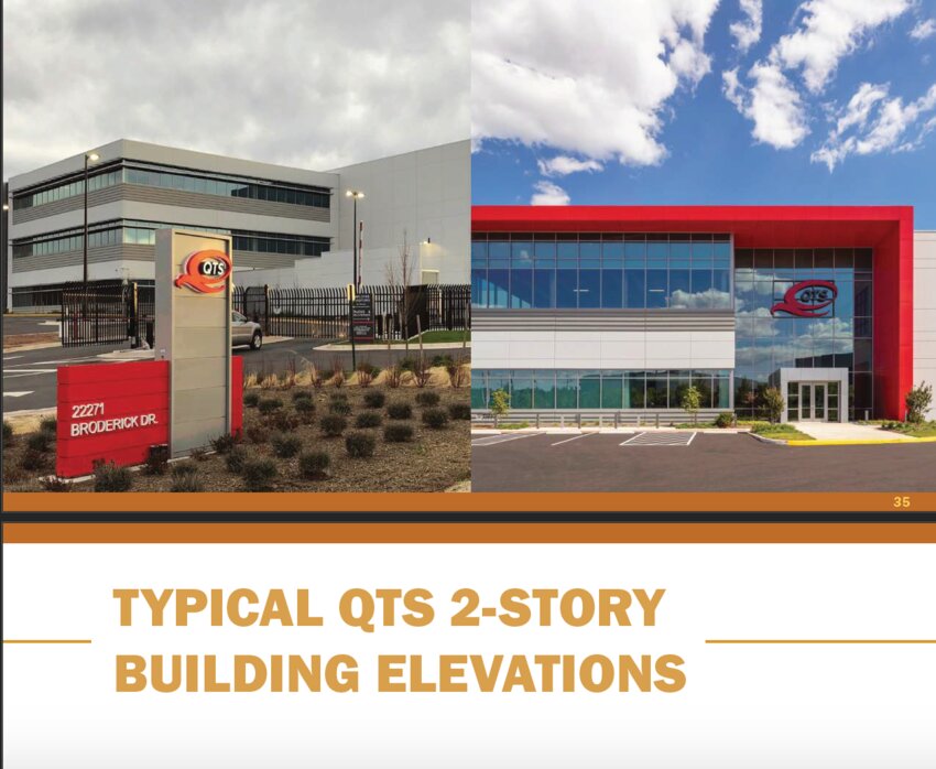 QTS included the typical QTS 2-story building elevation in its proffers within its application for the Prince William Digital Gateway.