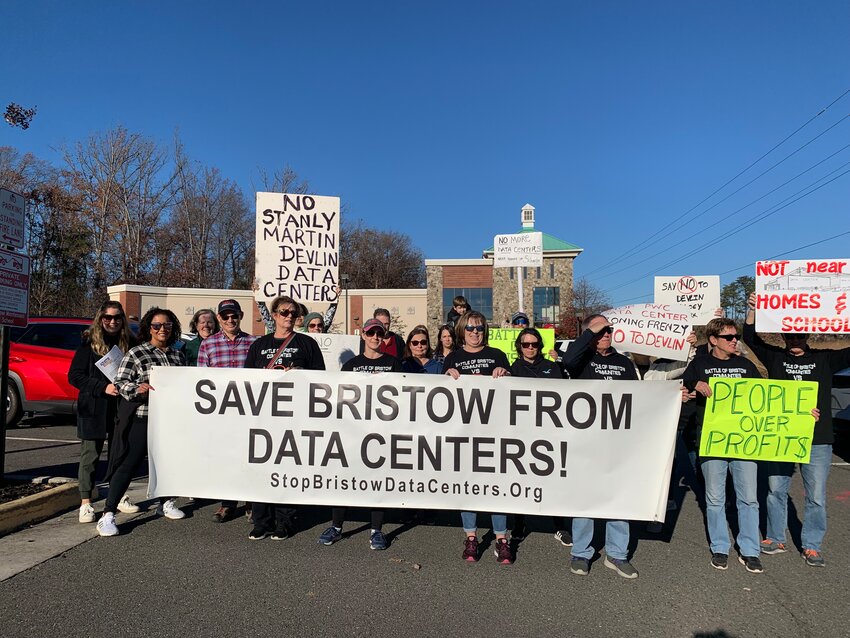 Prince William residents opposed to the Devlin Technology Park hold a protest in Bristow.