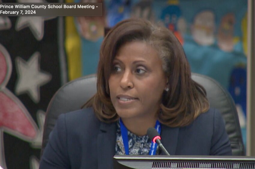 Superintendent Dr. LaTanya McDade presents the FY24-25 budget before for the Prince William School Board, Feb. 7, 2024.