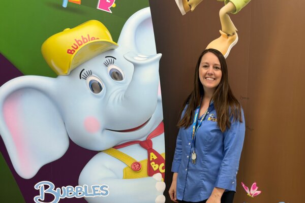 Megan Barefoot, Director of The Learning Experience in Bristow, is a welcoming face at the school along with TLE's playful characters, like Bubbles the Elephant.