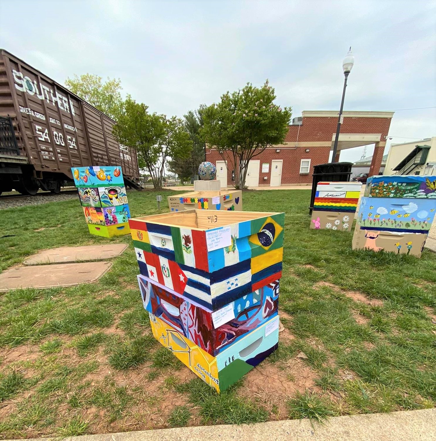 Bee Box in the city of Manassas is brightly decorated as part of a beautification effort.