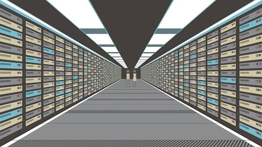 Computer image of data center interior
