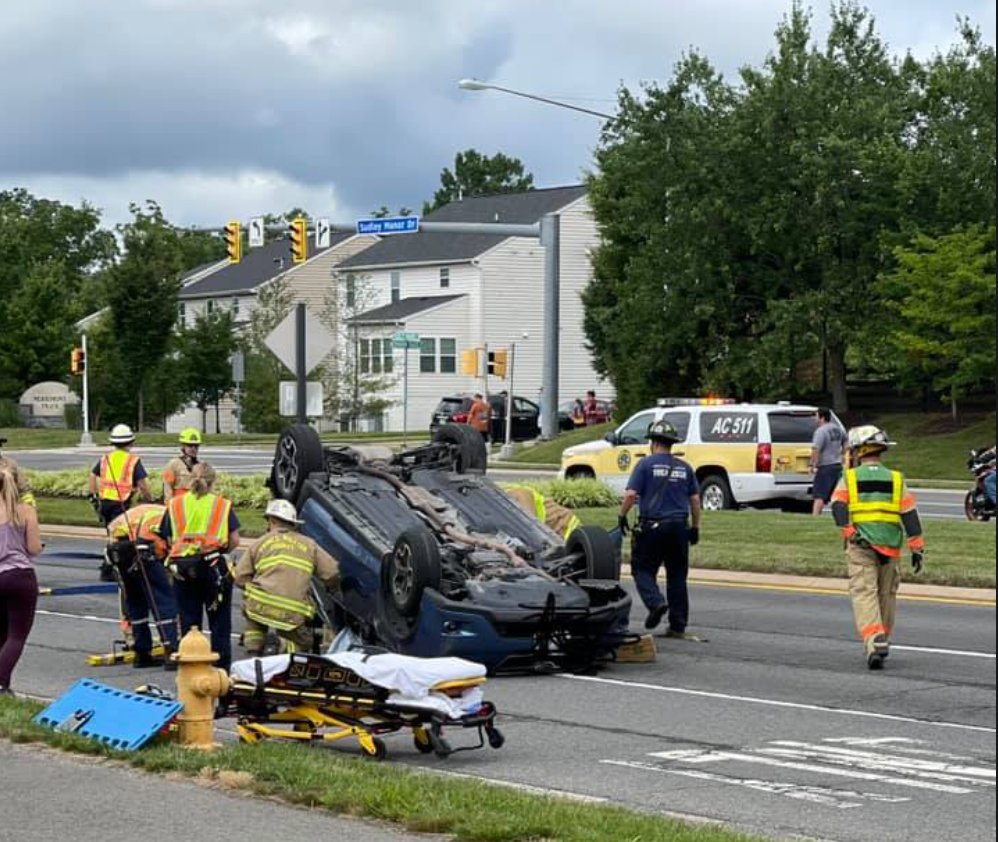 Prince William Police and Fire & Rescue arrive to free an individual trapped inside an overturned vehicle, June 26.